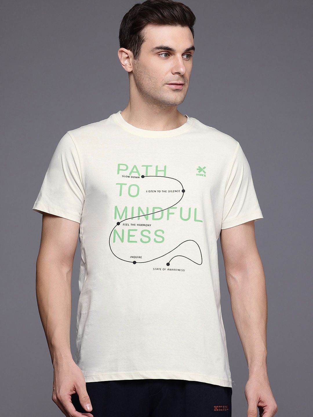 HRX by Hrithik Roshan Typography Print Pure Cotton Yoga T-shirt