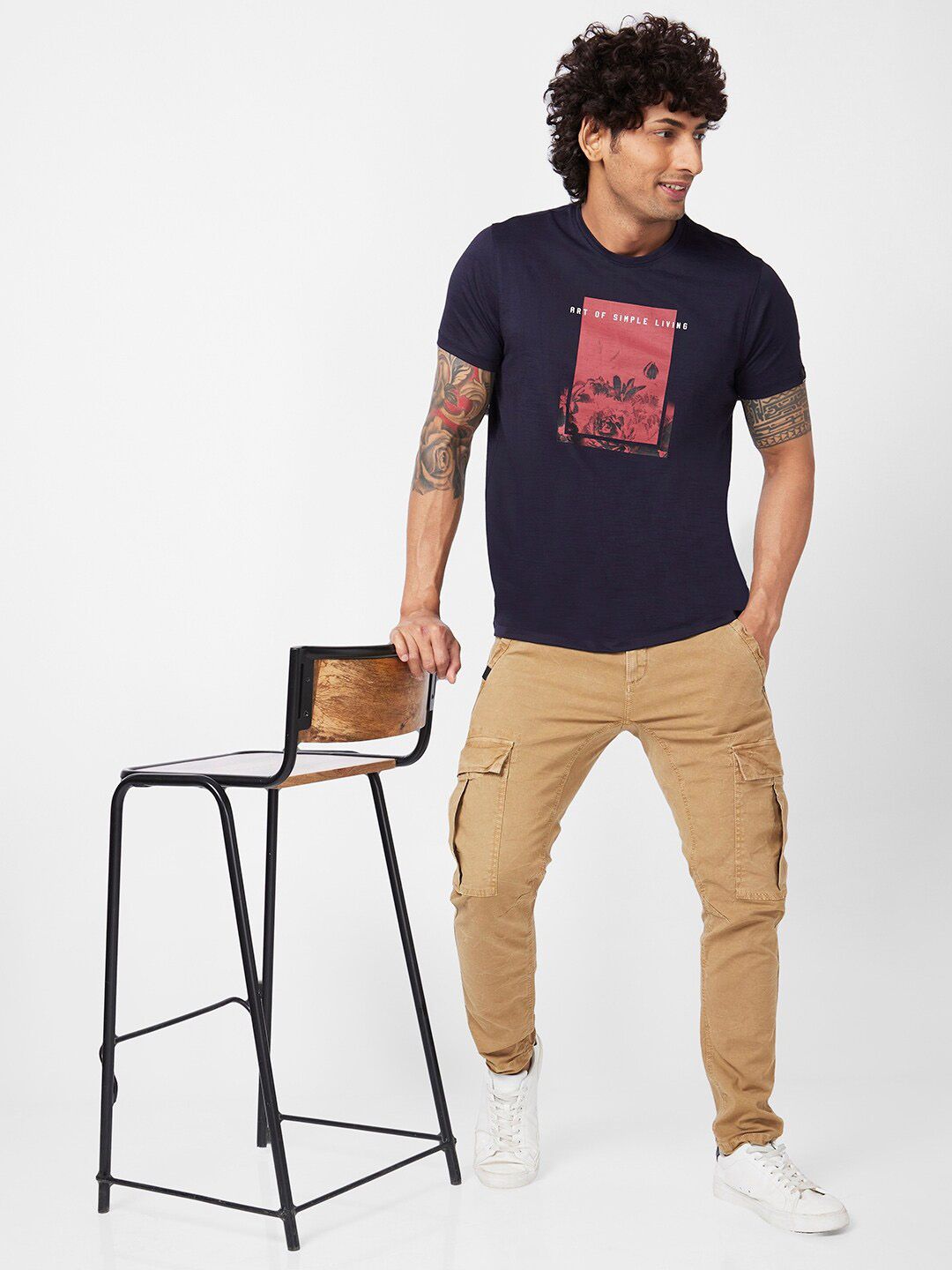 SPYKAR Graphic Printed Slim Fit Cotton T-Shirt
