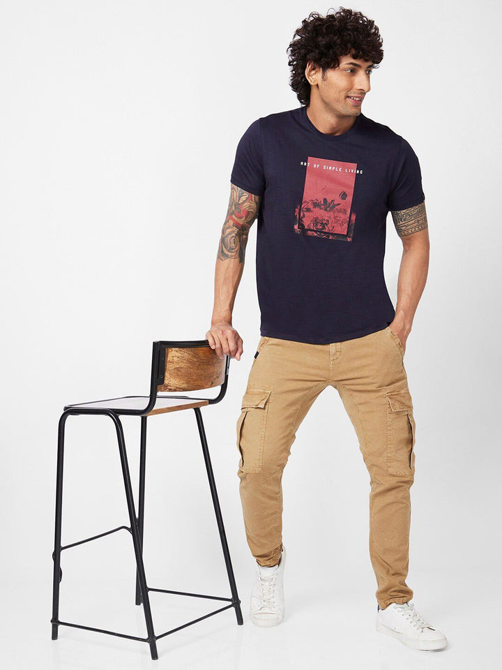 SPYKAR Graphic Printed Slim Fit Cotton T-Shirt