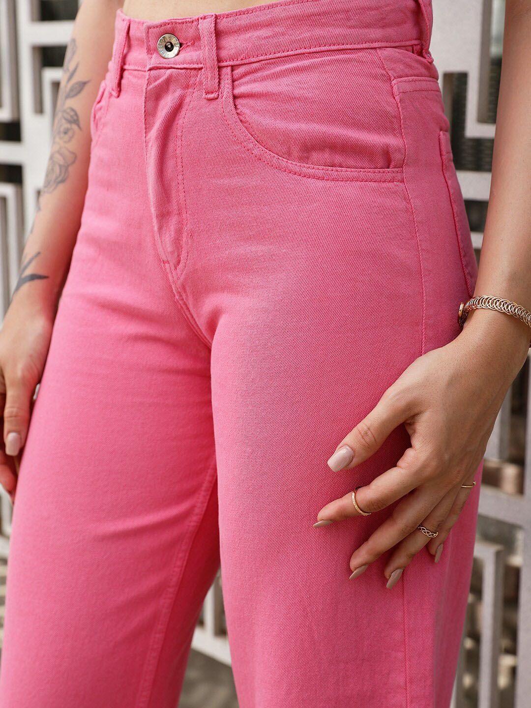 STREET 9 Women High-Rise Pure Cotton Wide Leg Jeans