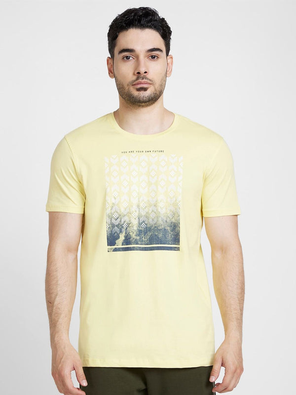 SPYKAR Geometric Printed Slim Fit Cotton T-shirt