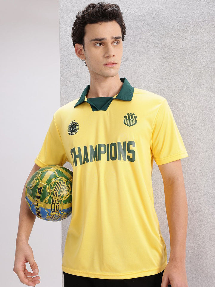 HRX by Hrithik Roshan Polo Collar Printed Rapid-Dry Football Jersey