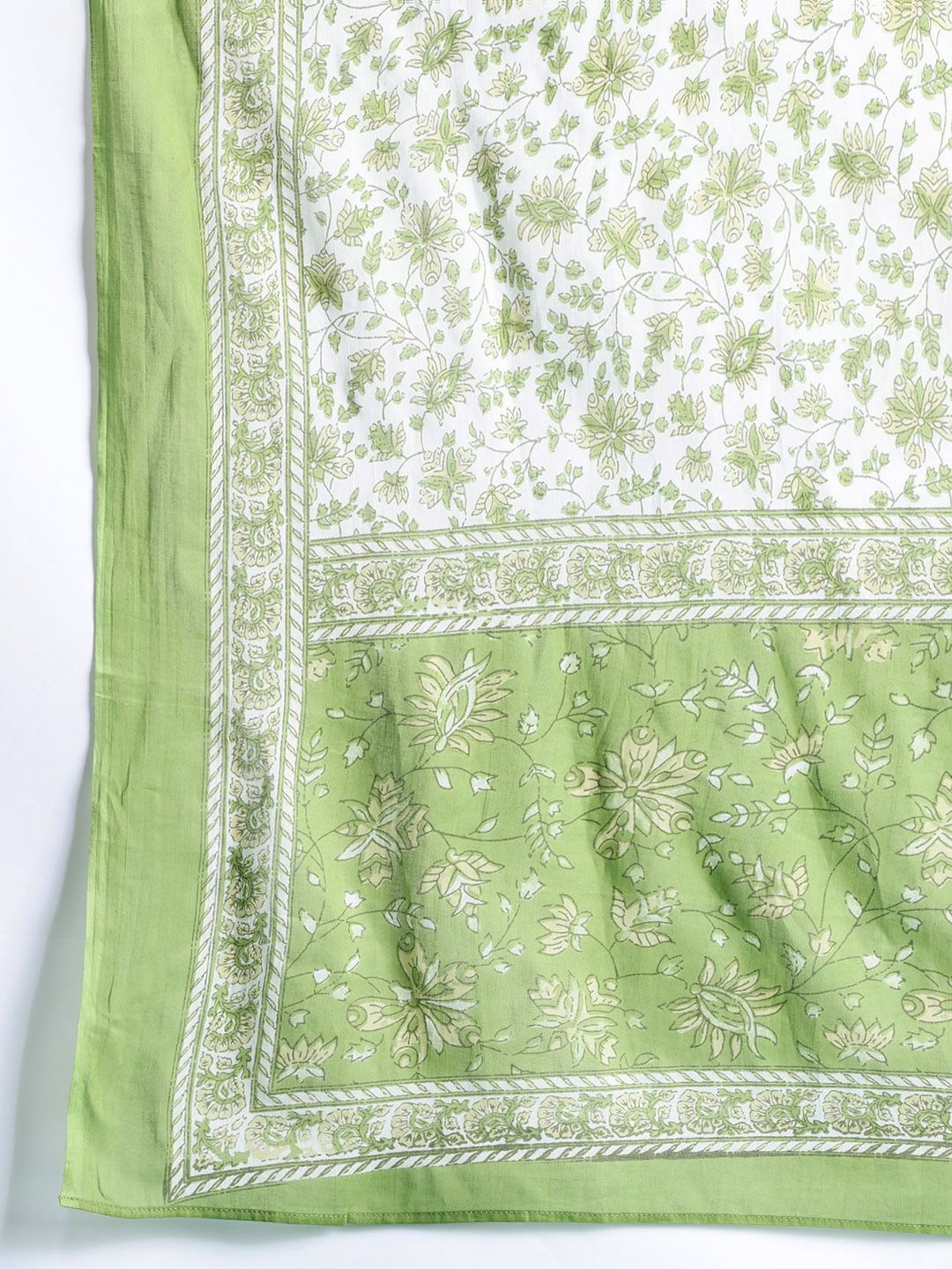 Indo Era Women Floral Printed Pure Cotton Kurta with Trousers & With Dupatta