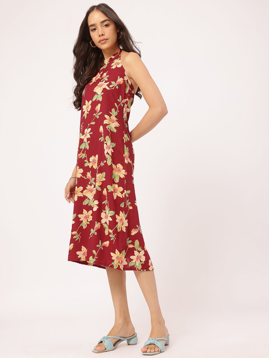 DressBerry Halter Haul Floral Haven Cotton Cambric Dress
