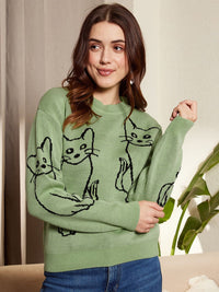 Berrylush Graphic Printed Acrylic Pullover Sweater