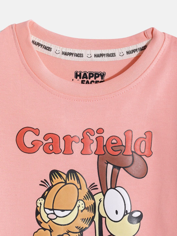 Happy Faces Boys Garfield Printed Pure Cotton T-shirt