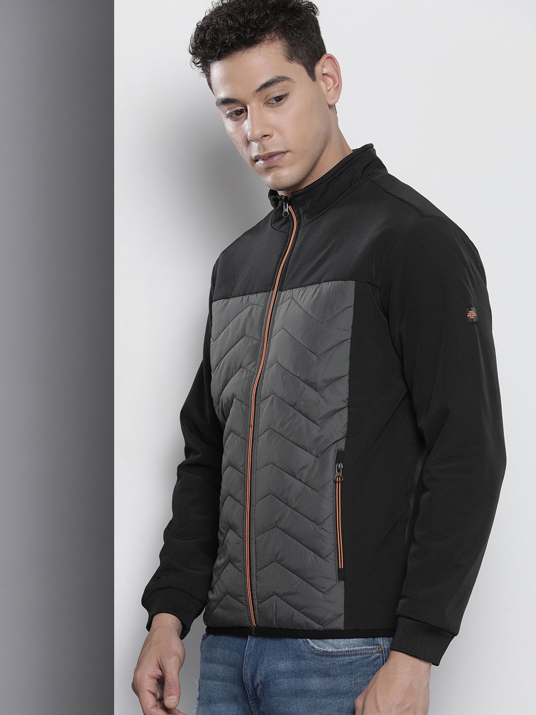 The Indian Garage Co Men Colourblock Zip-Front Bomber Jacket