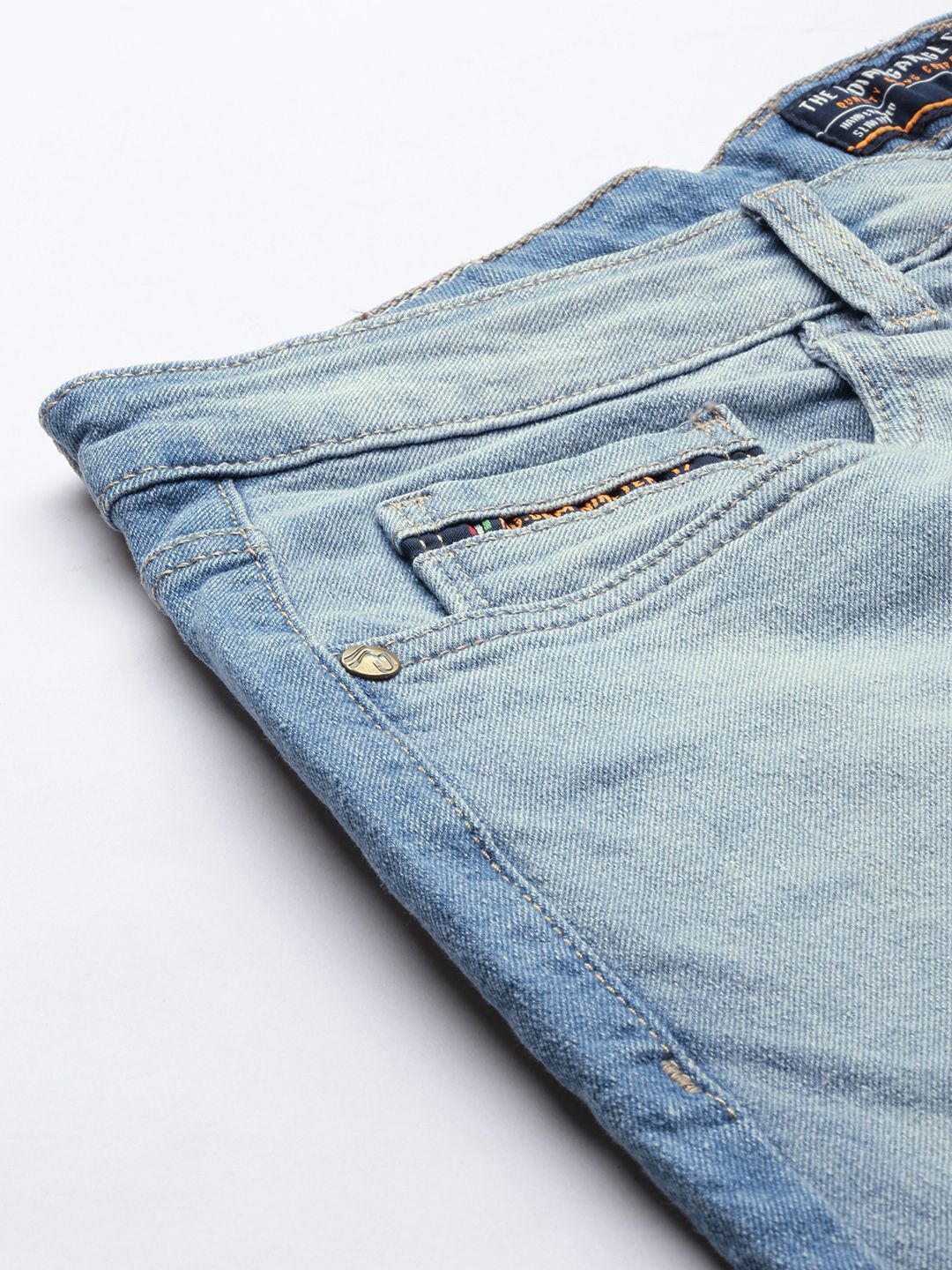 The Indian Garage Co Men Blue Slim Fit Light Fade Acid Wash Stretchable Jeans