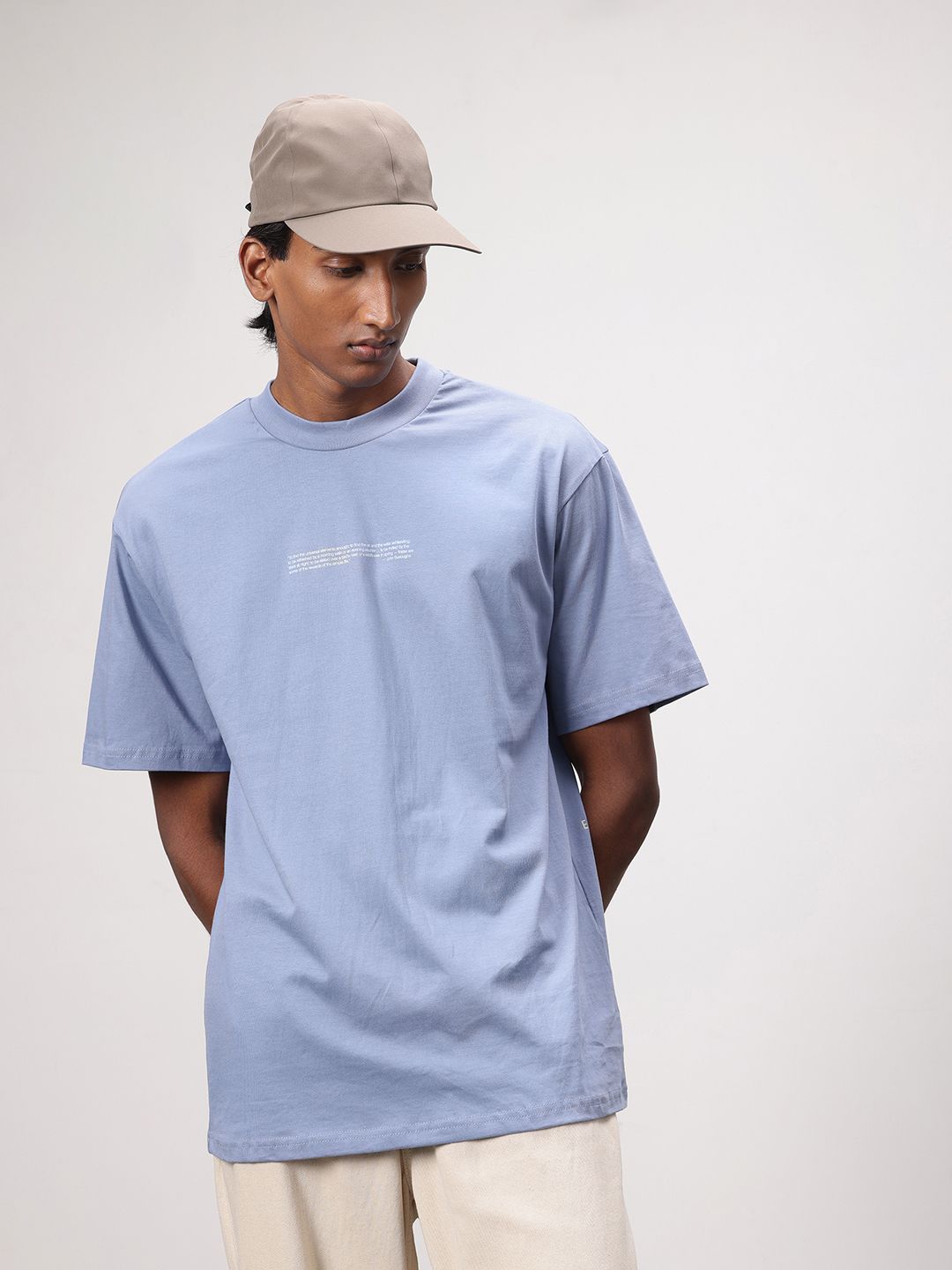 ether Zen Typography Print Drop-Shoulder Sleeves Pure Cotton T-shirt