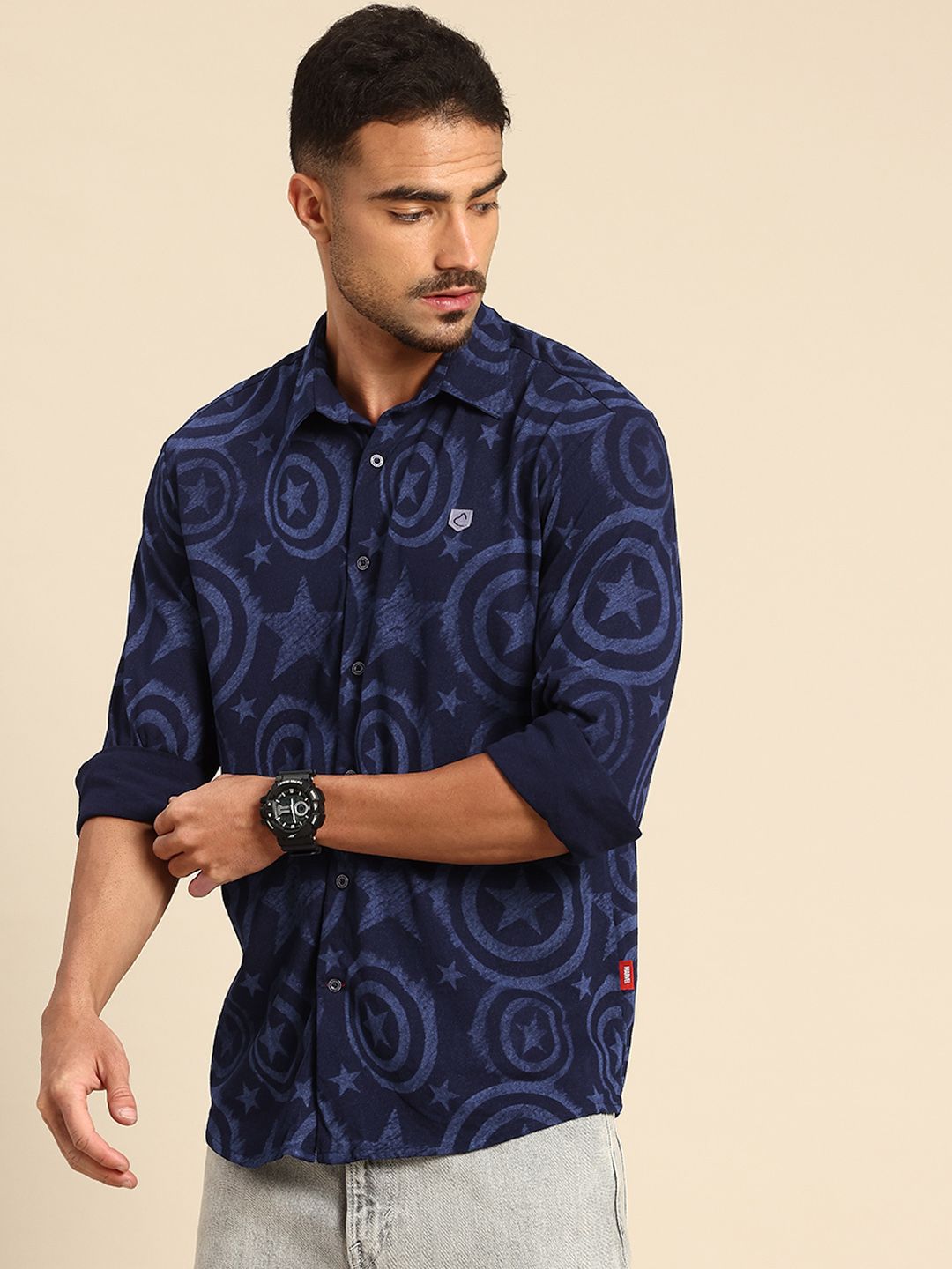 Being Human Marvel Printed Pure Cotton Casual Shirt