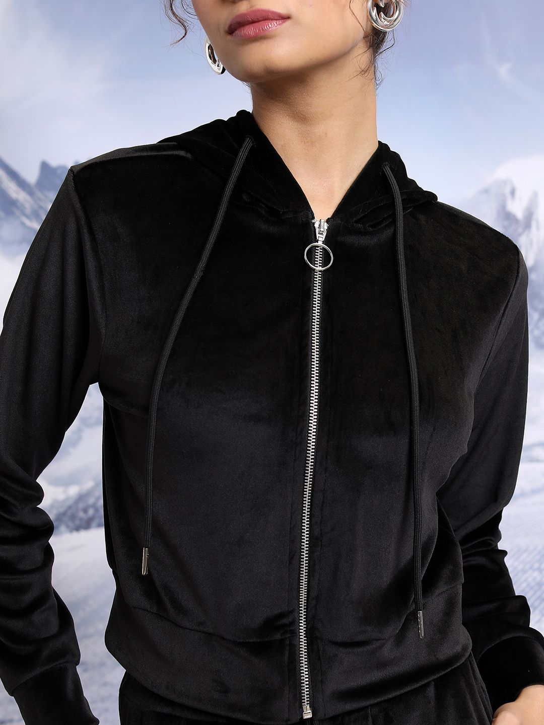 Tokyo Talkies Tube Top with Hooded Sweatshirt and Wide Leg Trouser