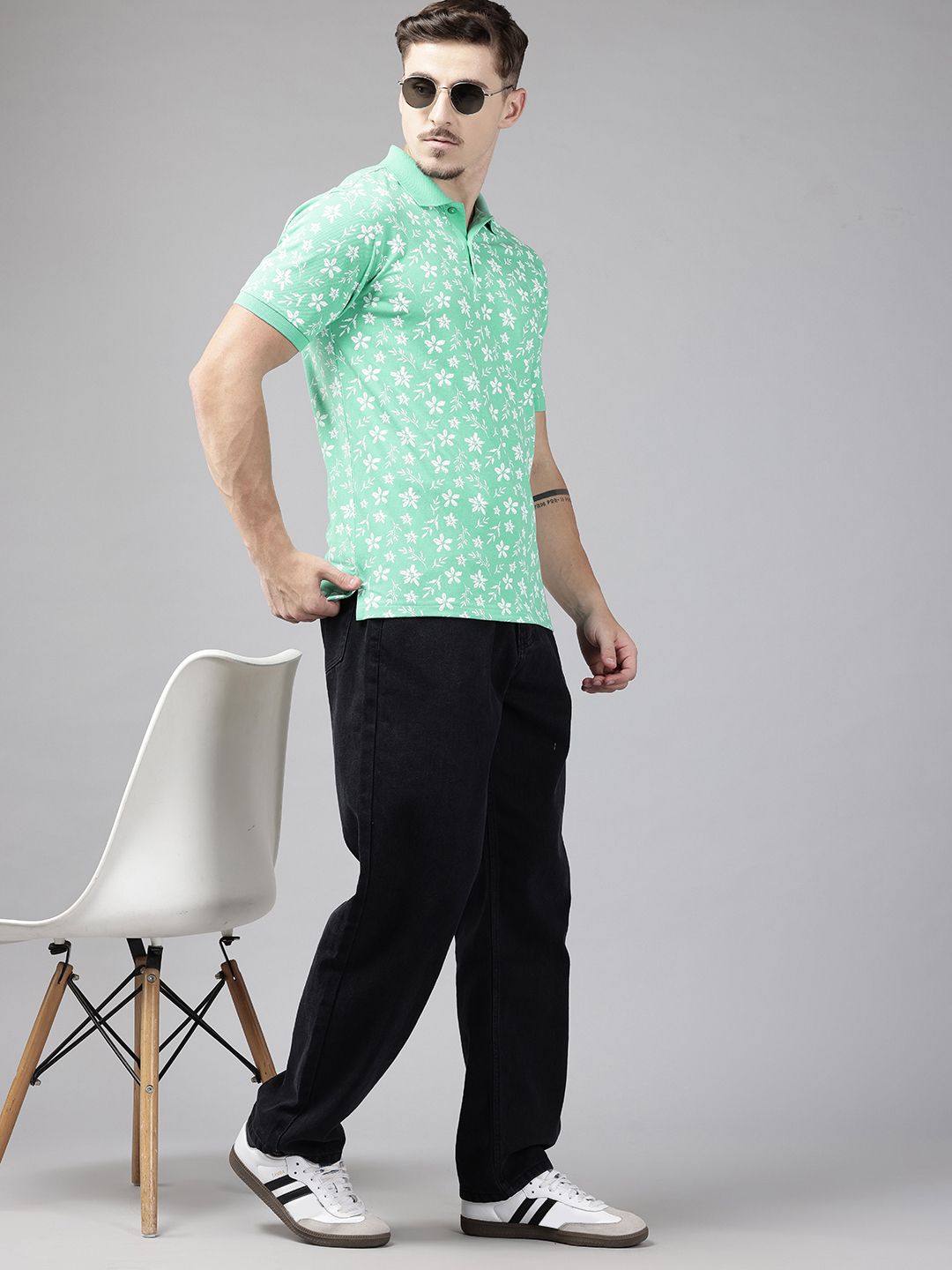 Park Avenue Floral Printed Polo Collar T-shirt