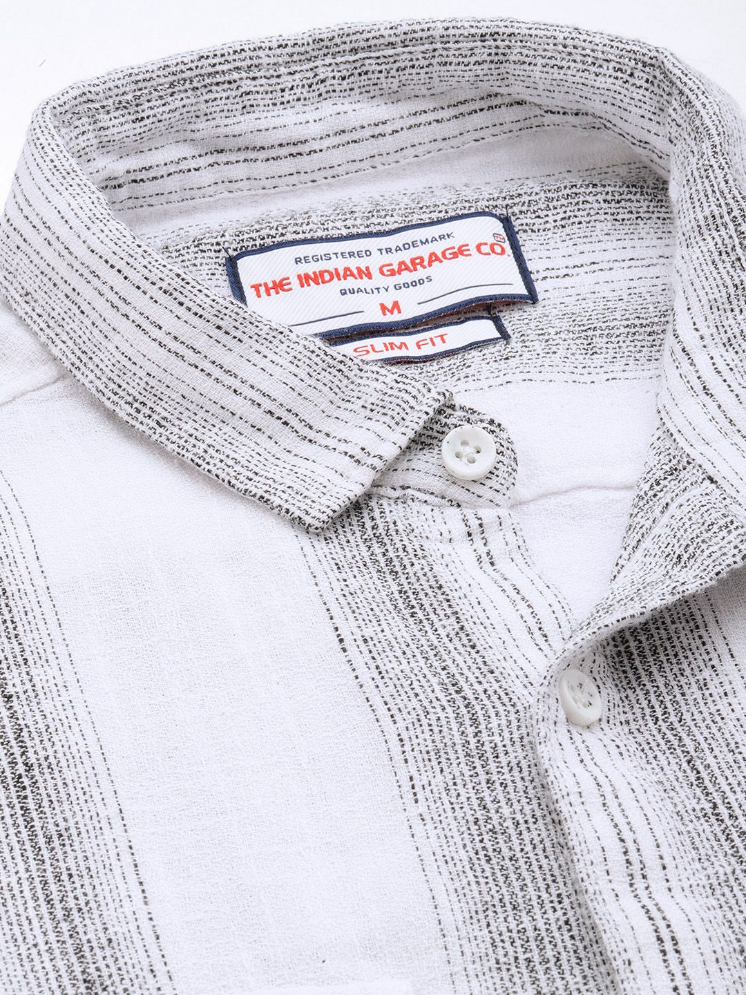 The Indian Garage Co Men Slim Fit Striped Double Flap Casual Shirt