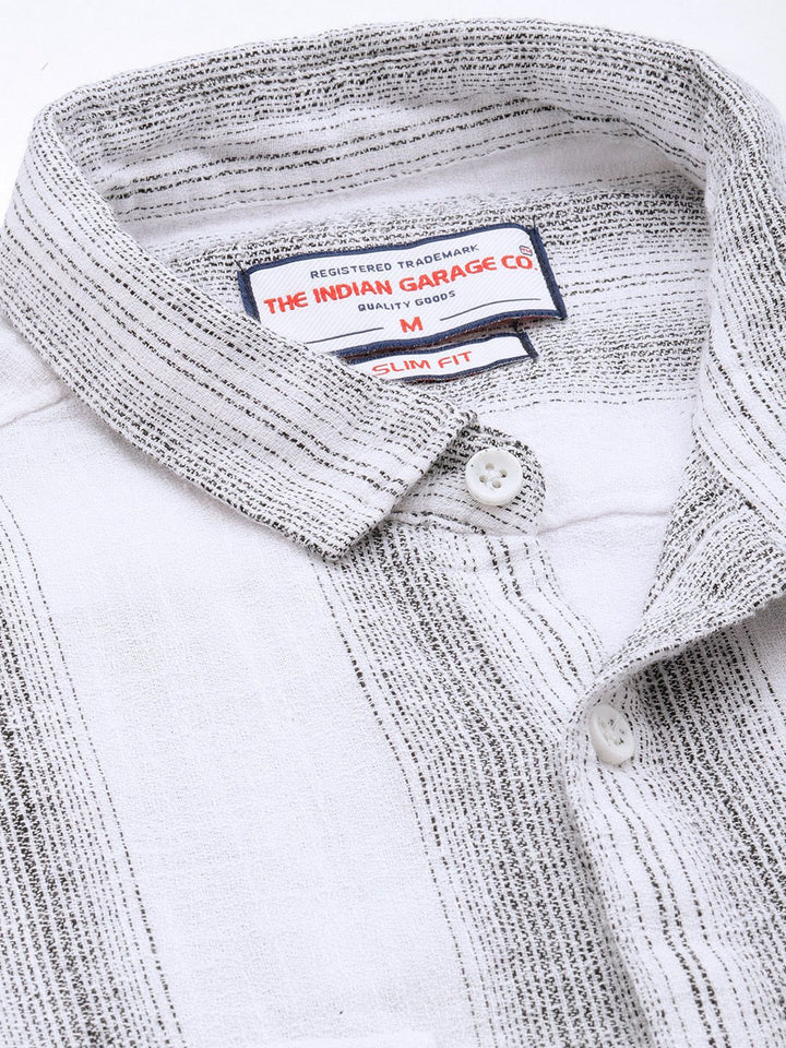 The Indian Garage Co Men Slim Fit Striped Double Flap Casual Shirt