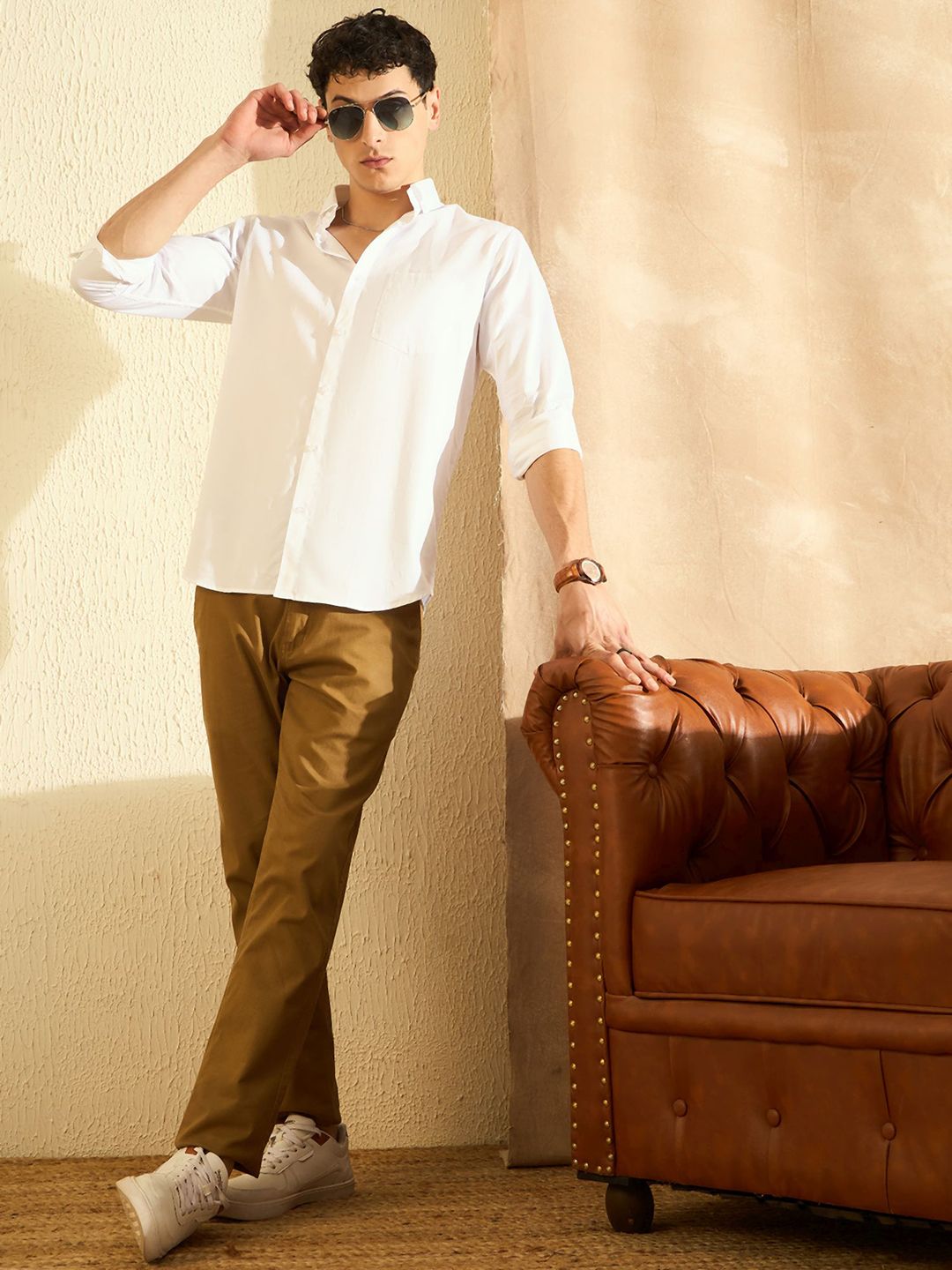 DENNISON Men White Solid Pure Cotton Smart Slim Fit Formal Shirt