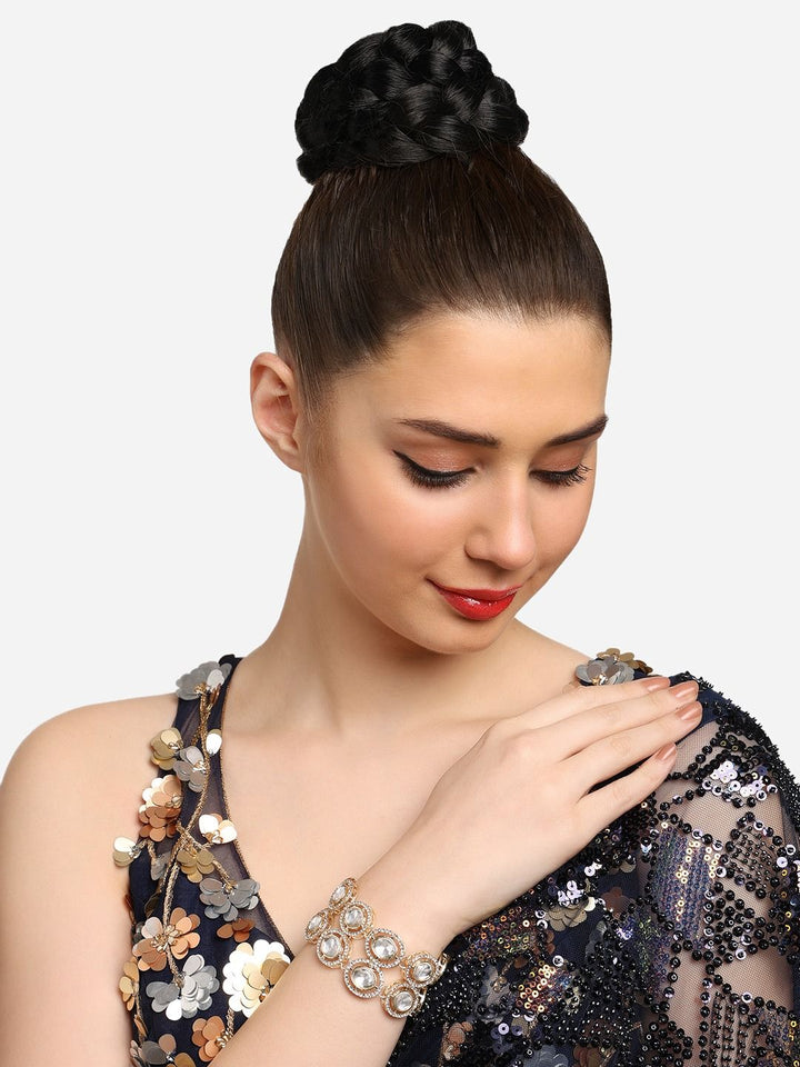 Zaveri Pearls Set of 2 Gold-Plated Austrian Diamonds Studded Wraparound Bracelets