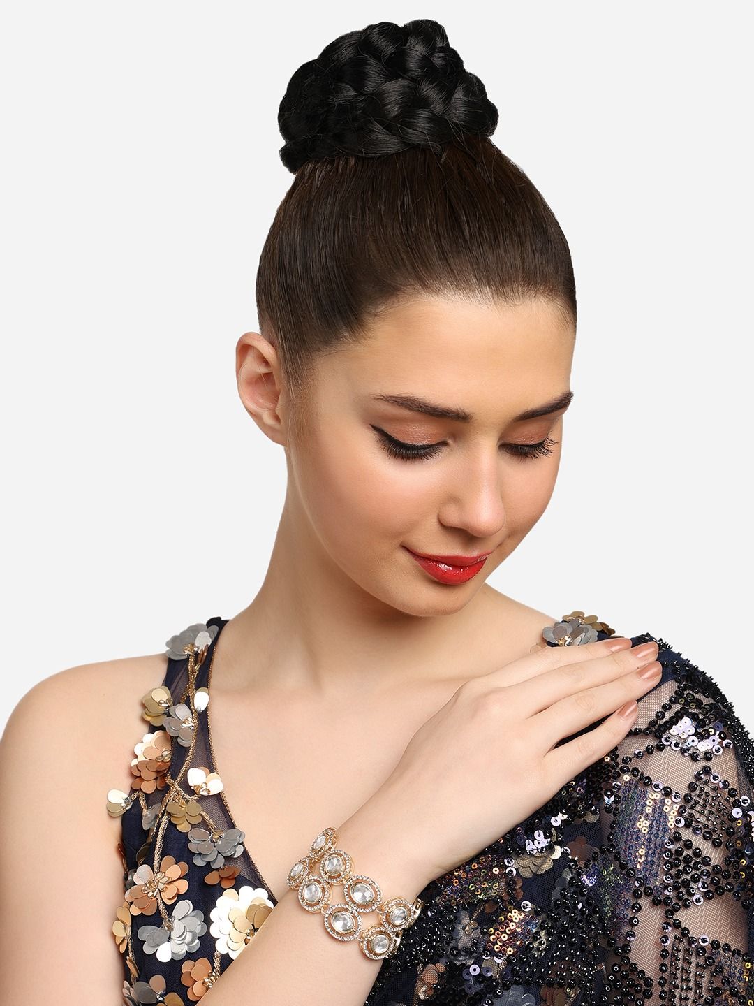 Zaveri Pearls Set of 2 Gold-Plated Austrian Diamonds Studded Wraparound Bracelets