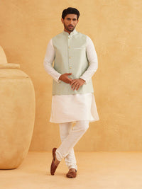 SOJANYA Mandarin Collar Kurta With Churidar & Nehru jacket