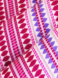 STITCHNEST Purple & Pink Self Design Jacquard 3-Seater Sofa Cover
