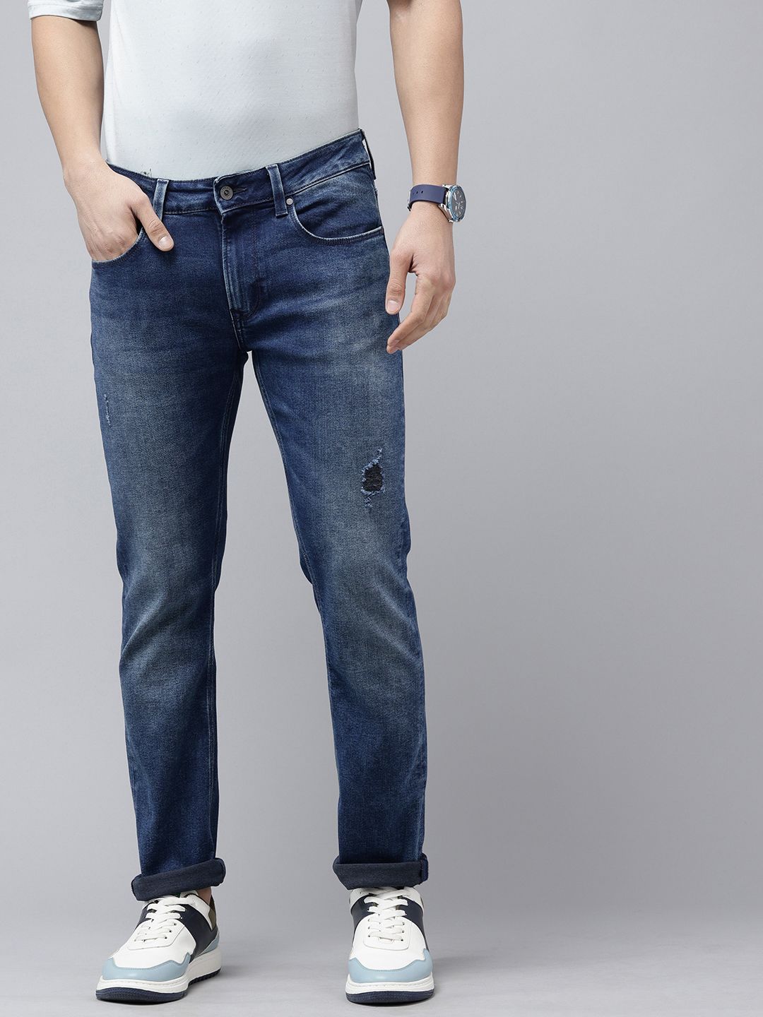 SPYKAR Men Rover Fit Light Fade Low Distress Light Fade Stretchable Jeans