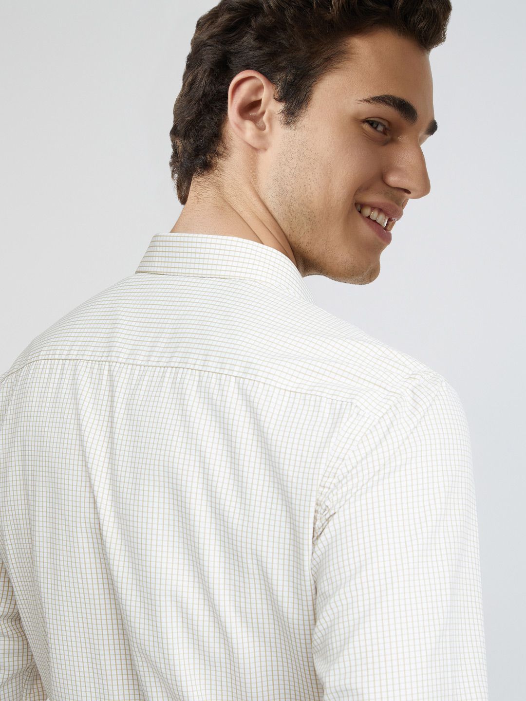 Park Avenue Slim Fit Windowpane Checks Formal Shirt