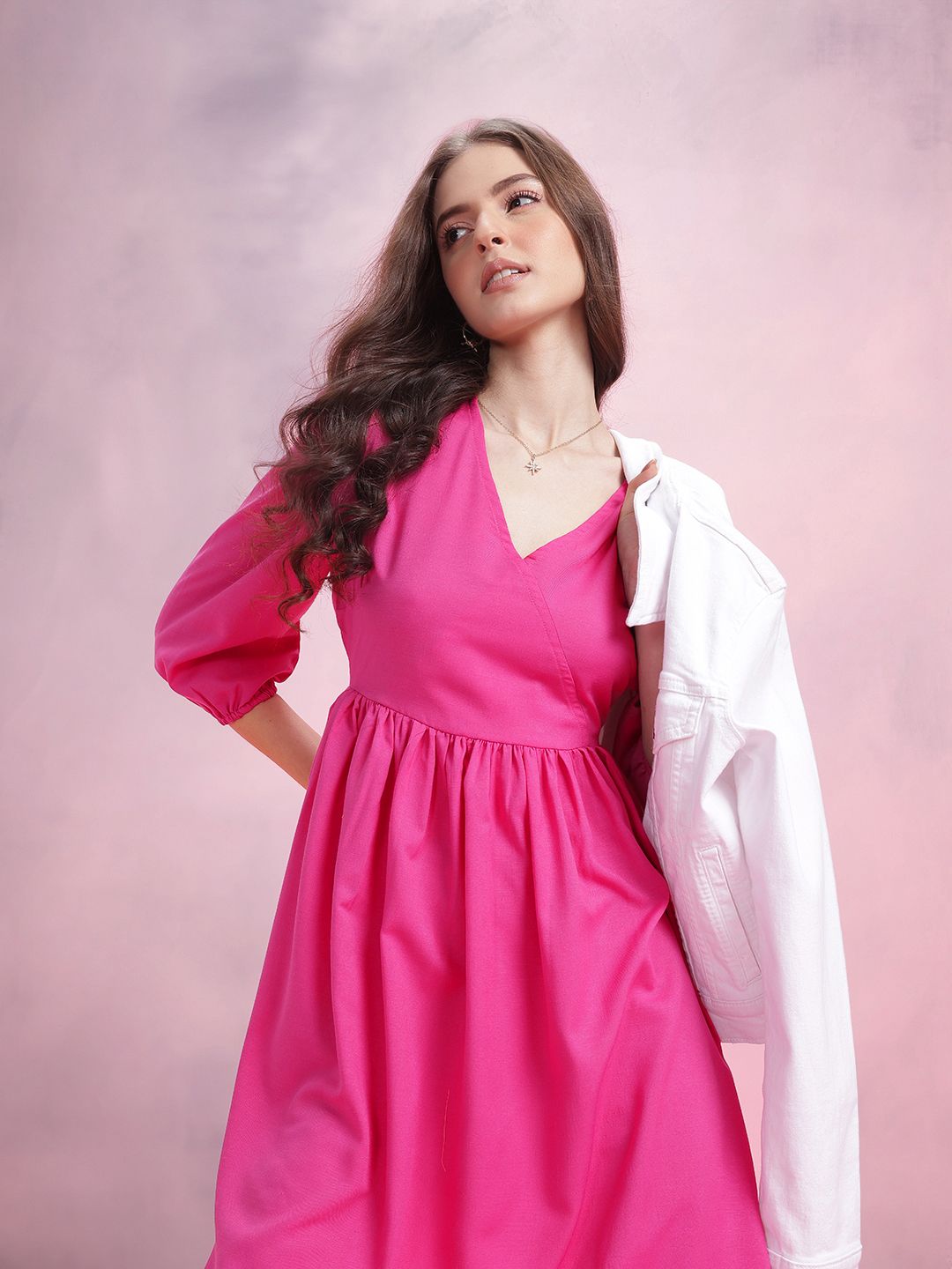 DressBerry Puff Sleeve A-Line Dress