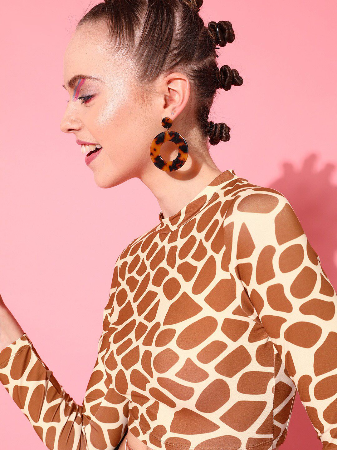 STREET 9 Rust Animal Print Styled Back Top