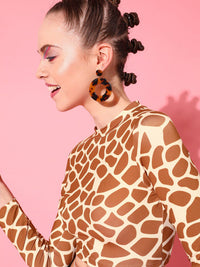 STREET 9 Rust Animal Print Styled Back Top