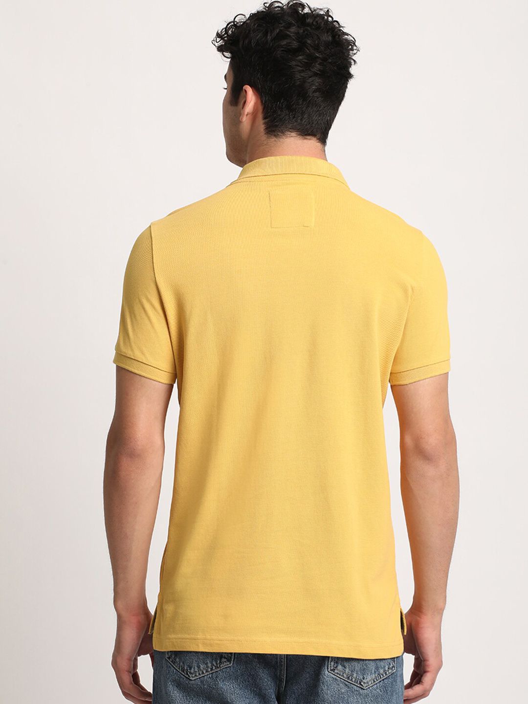THE BEAR HOUSE Men Solid Regular Fit Cotton Polo Collar T-Shirt