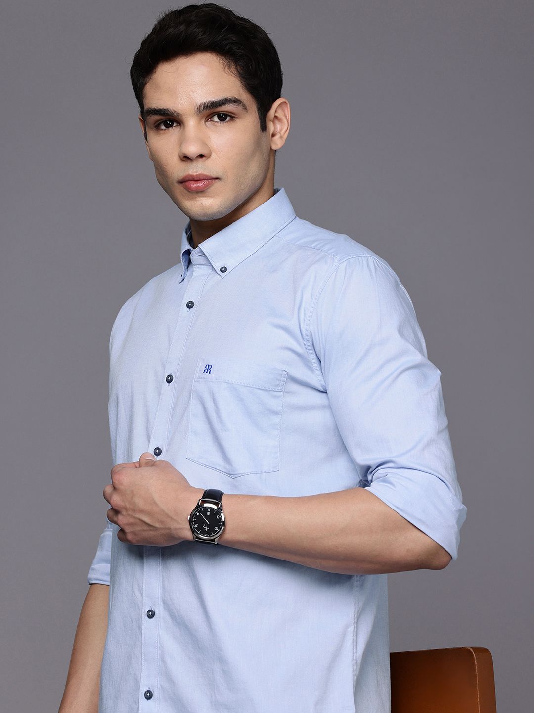Raymond Button-Down Collar Solid Casual Shirt