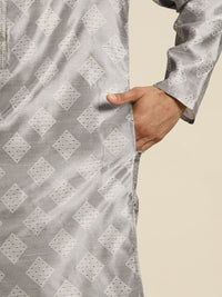 SOJANYA Ethnic Motifs Kantha Work Pastel Silk Cotton Kurta