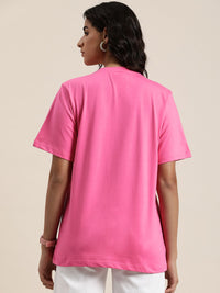 Difference of Opinion Typography Embroidered Oversized Pure Cotton Longline T-shirt