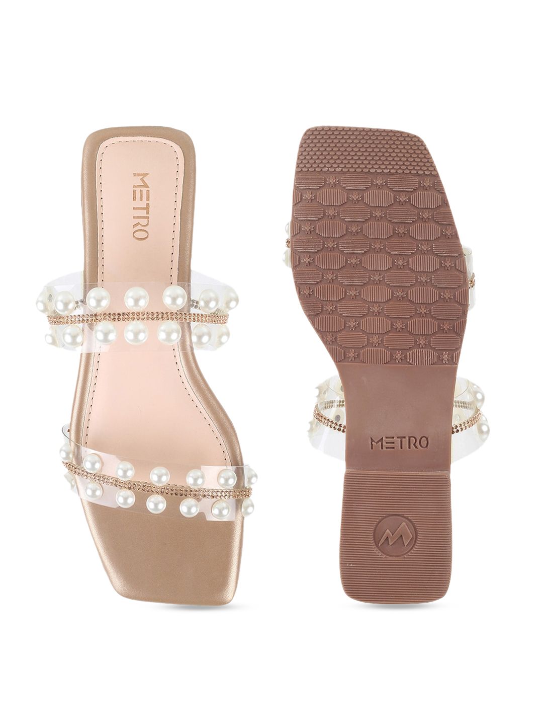 Metro Women Embellished Open Toe Flats