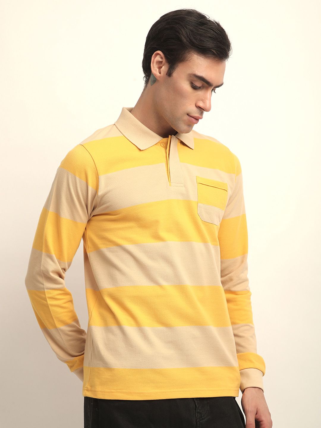 DILLINGER Men Long Sleeve Regular Fit Polo Striped Tshirt