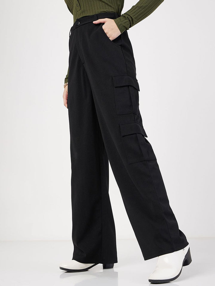 SASSAFRAS Women Plain Flat-Front High-Rise Cargos