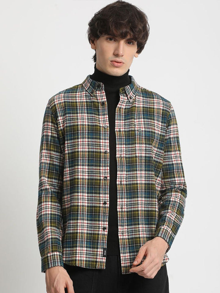 The Bear House Men Checked Slim Fit Casual Shit