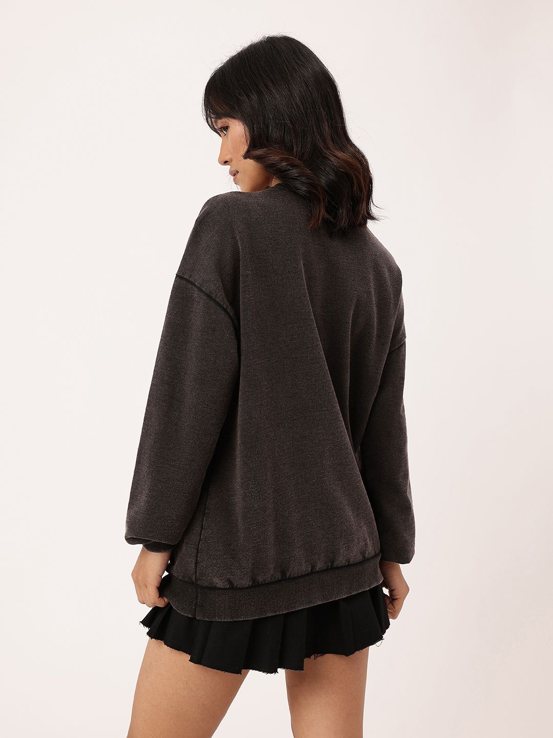 DressBerry Typography Printed Cotton Terry Oversized Sweatshirt