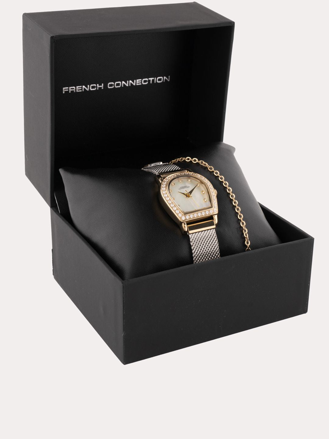 French Connection Women Embellished Dial & Stainless Steel Bracelet Straps Analogue Watch
