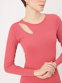 DressBerry Sleek Drama Cut-Out Ribbed Bodycon Midi Dress