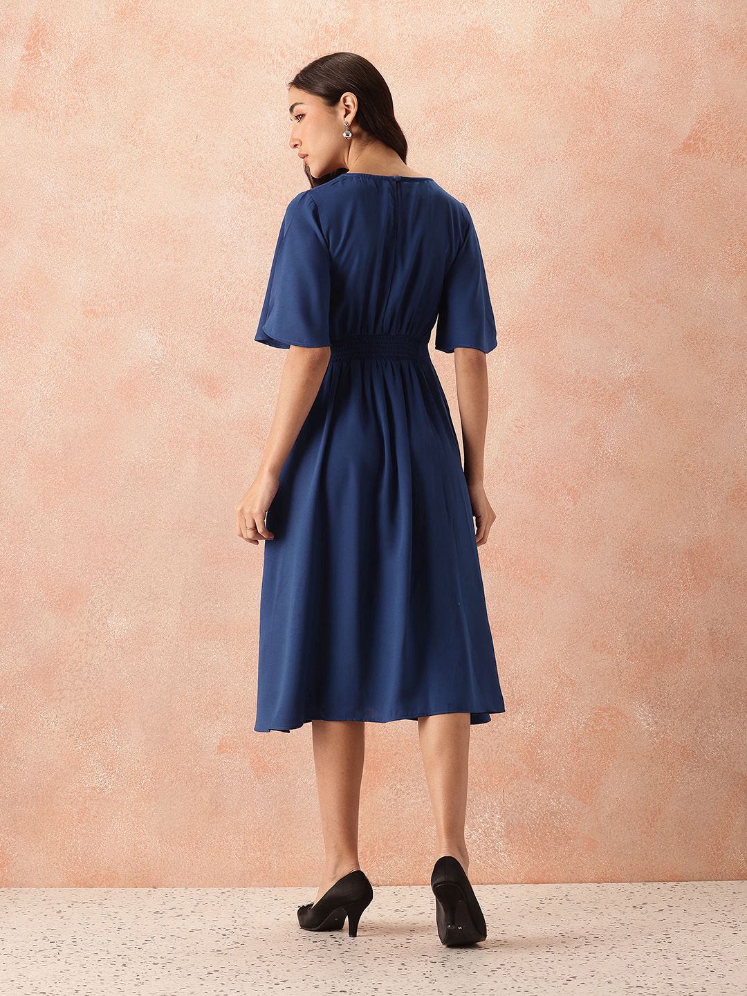 all about you Smocked Flared Sleeve A-Line Dress
