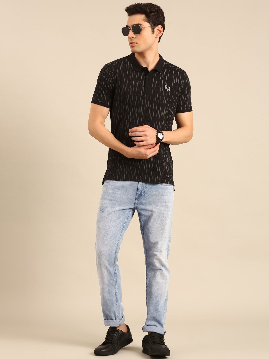 Being Human Men Slim Fit Low Distress Heavy Fade Stretchable Jeans