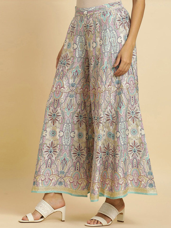 W Women Ethnic Motifs Printed Flared Palazzos
