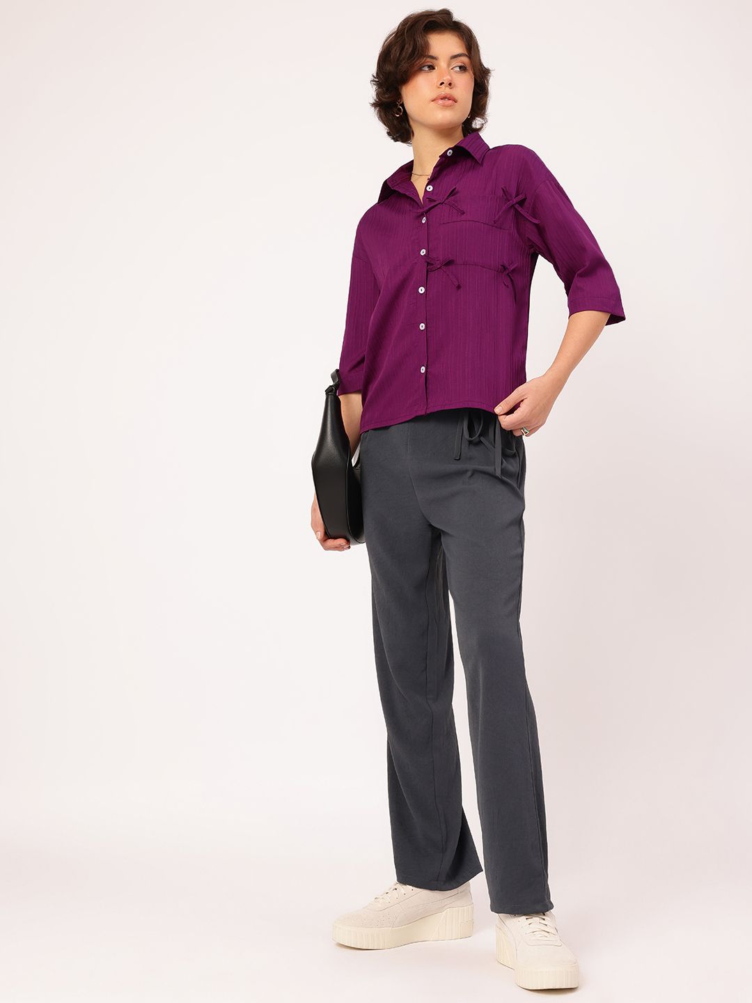DressBerry Tether Tale Striped Texture Shirt