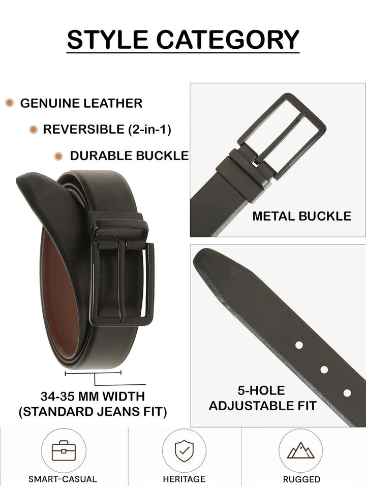 Teakwood Leathers Men Leather Reversible Formal Belt