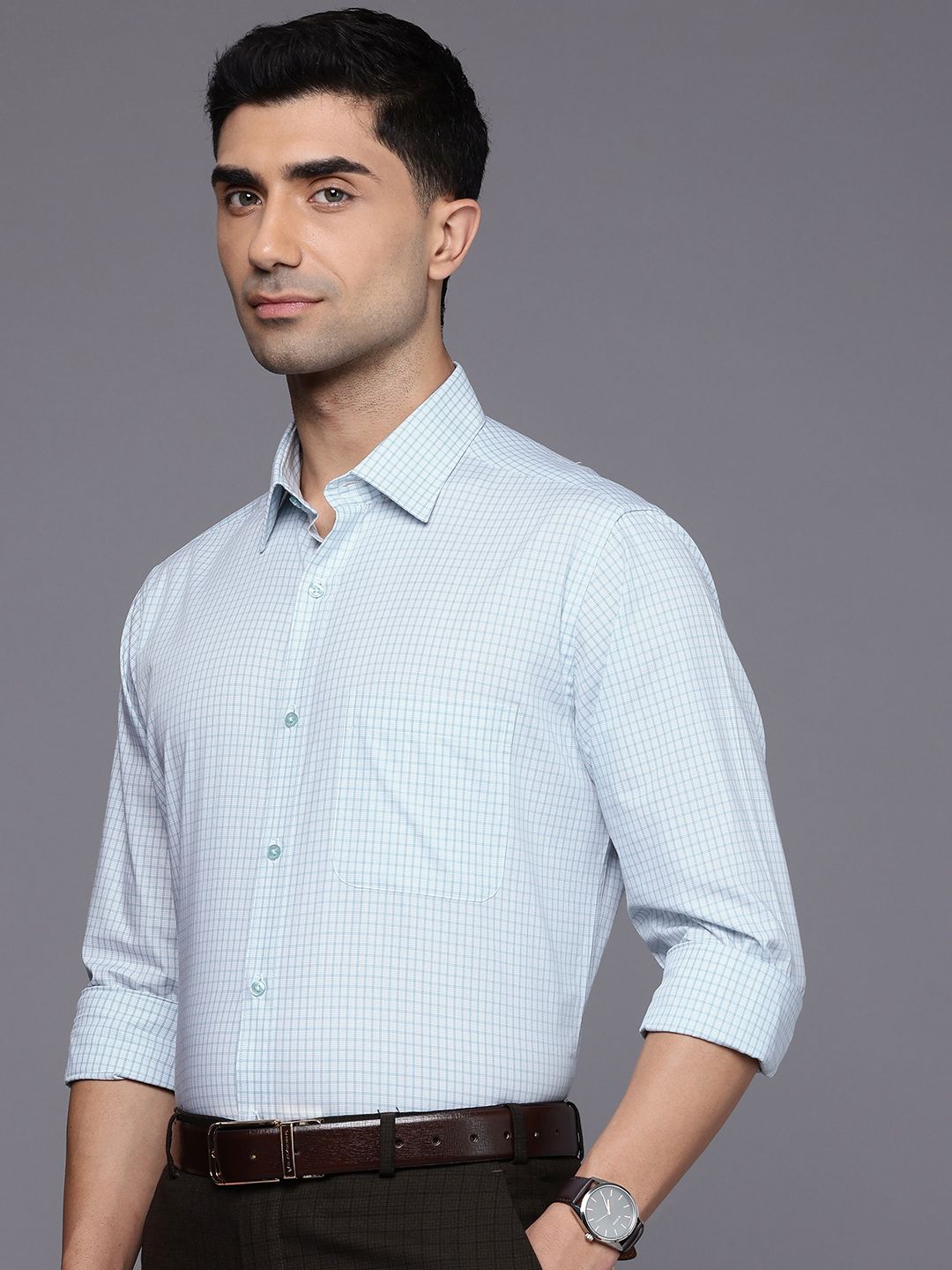 Raymond Slim Fit Checked Pure Cotton Formal Shirt