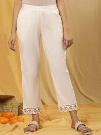 W Women Straight Fit Pure Cotton Parallel Trousers