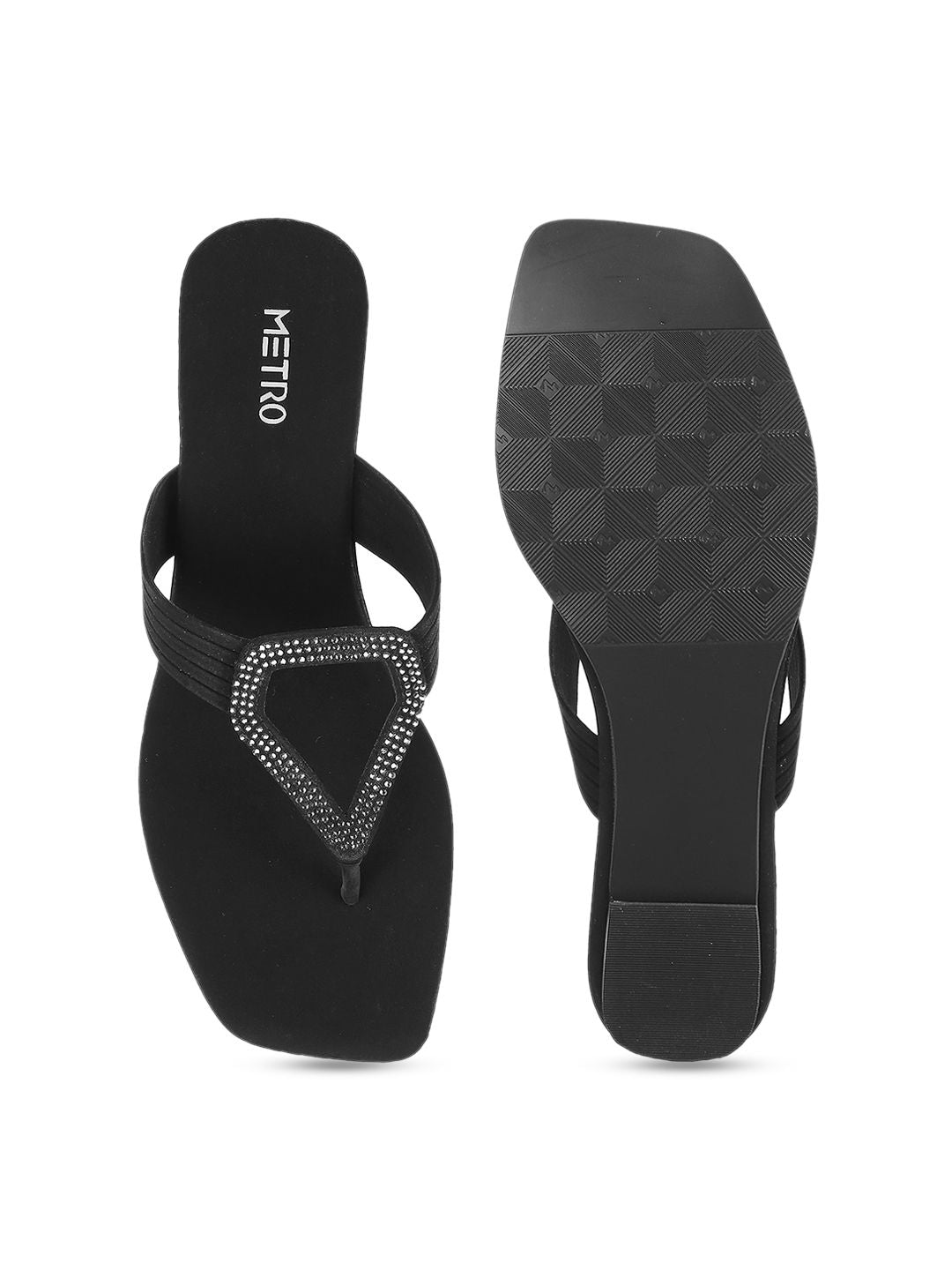 Metro Embellished Open Toe Flats