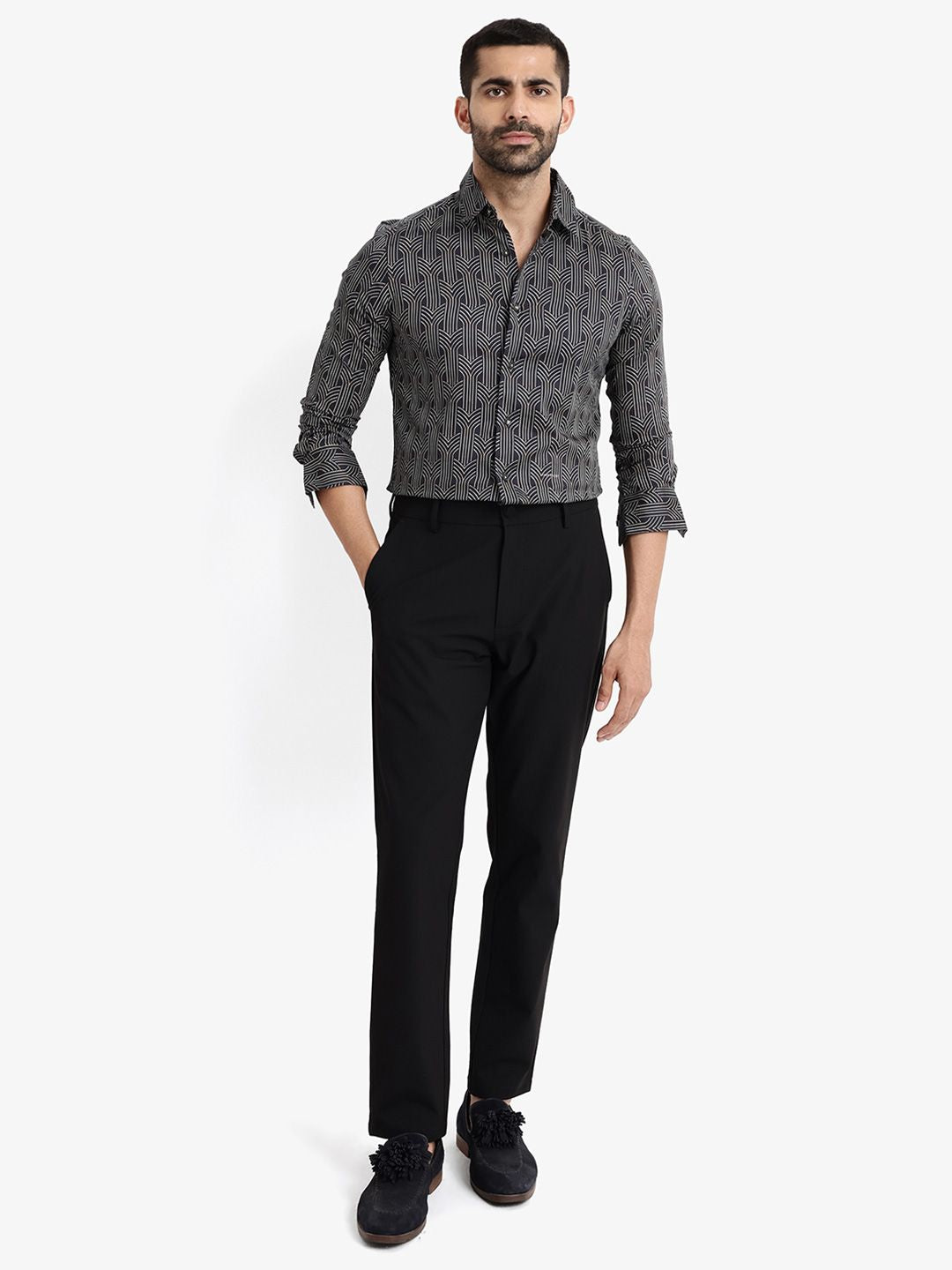 RARE RABBIT Slim Fit Printed Cotton Casual Shirt