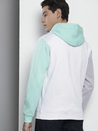 The Indian Garage Co Men White & Green Embroidered Hooded Sweatshirt
