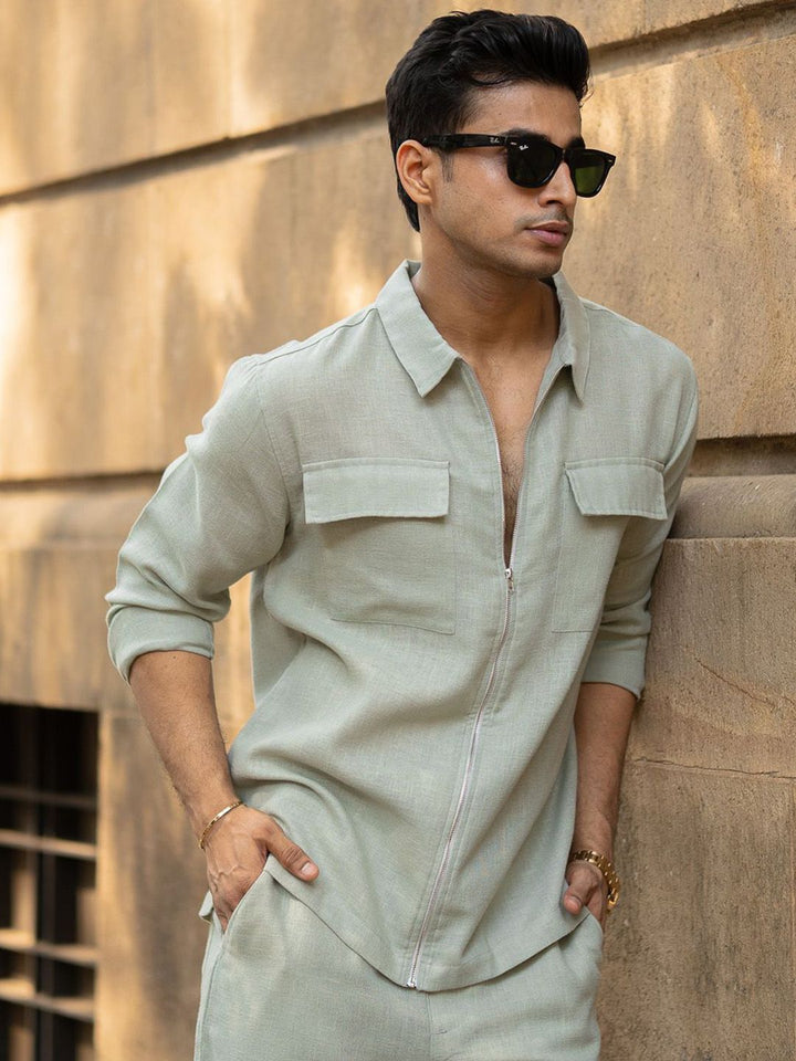 Pista Lightweight Shirt Collar Neck Shirt With Trousers Co-Ord Set